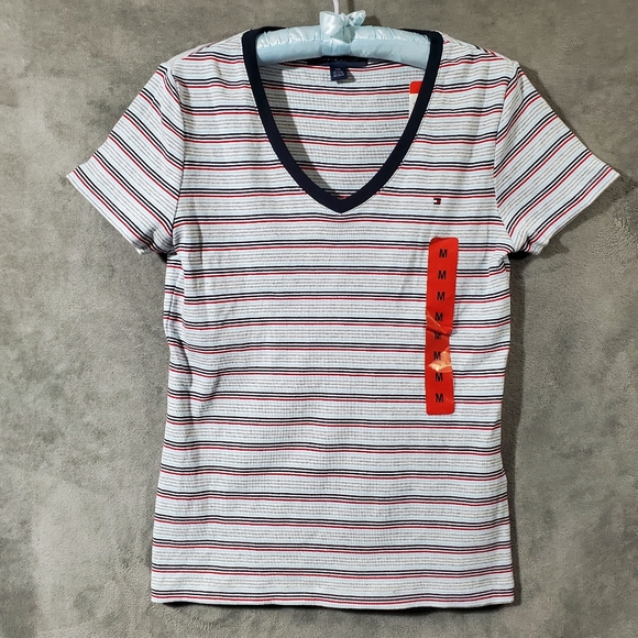 Tommy Hilfiger NWT Short Sleeve T-Shirt Ted, White. Blue, Gray Stripes S… - Picture 2 of 14